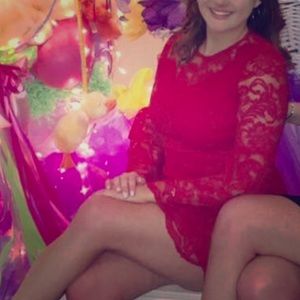 Red midi lace dress